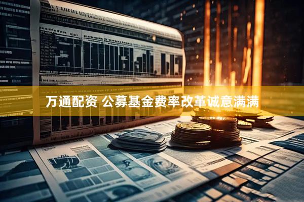 万通配资 公募基金费率改革诚意满满